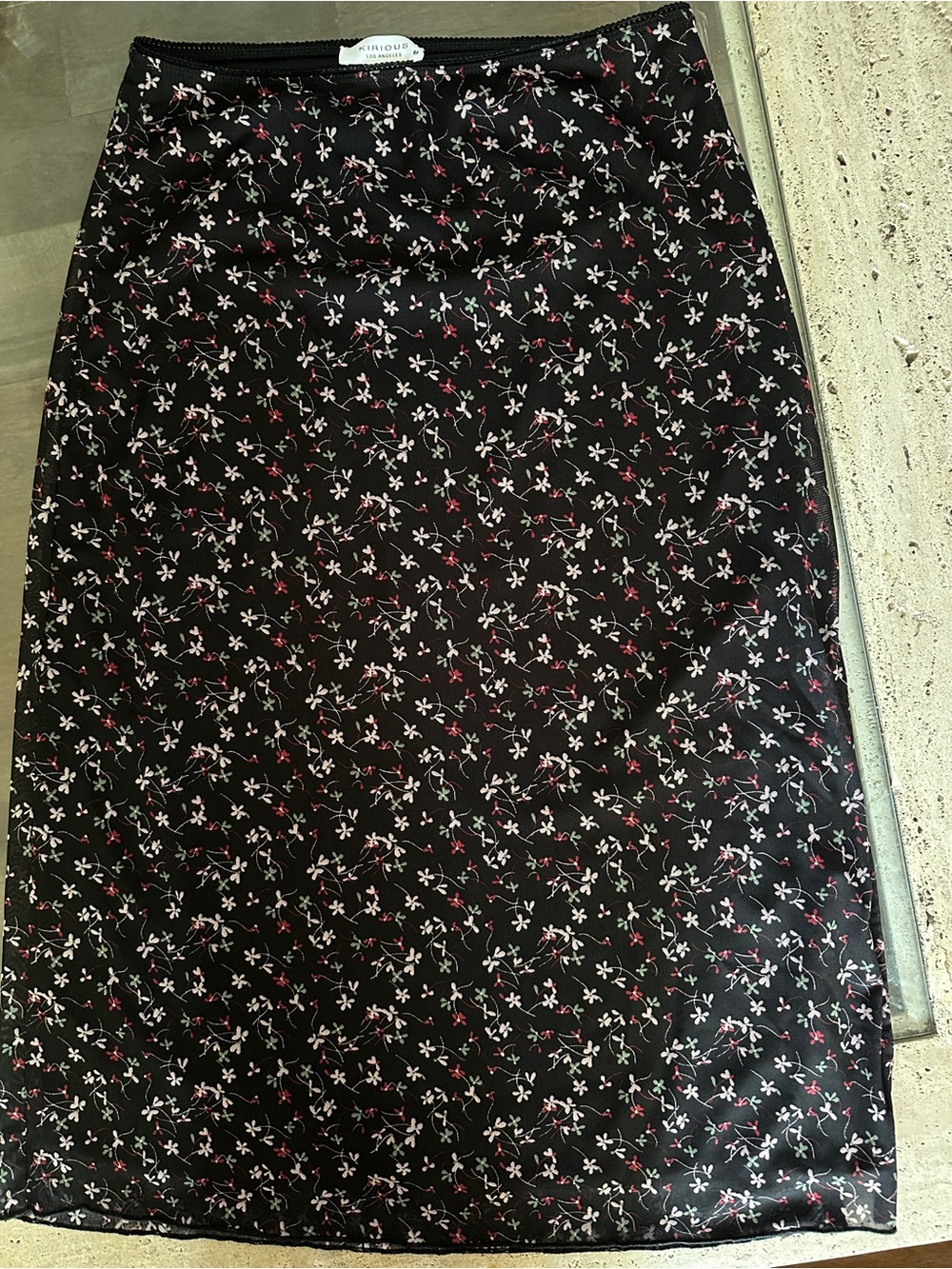 Mini Floral Black Maxi Slip Skirt — Unbranded